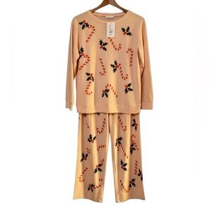 PHIL LOVE Peach Pink The Jolly Lounge Set Sz L NWT $78 Christmas Holiday
